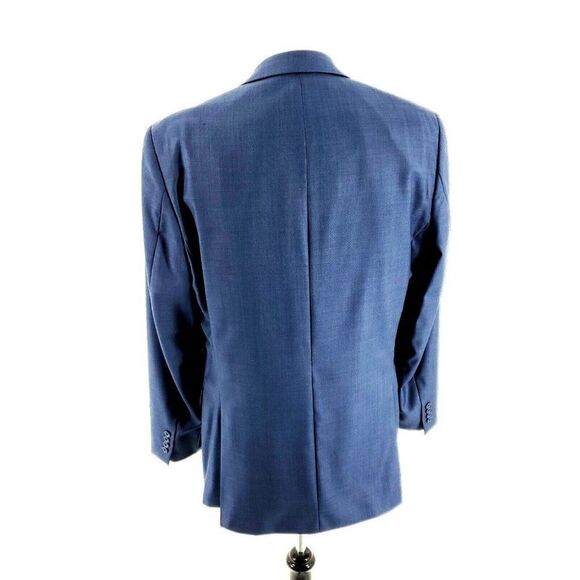Calvin Klein Wool 2 Button Blazer 40L Blue Sharkskin‎ - Picture 5 of 10